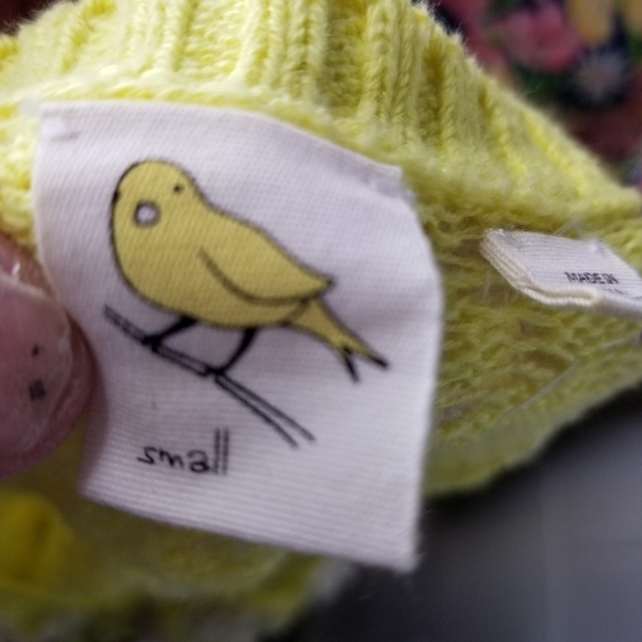 Y2k Anthropologie little yellow bird crochet cardigan sweater Gilmore Coquette - Picture 7 of 14